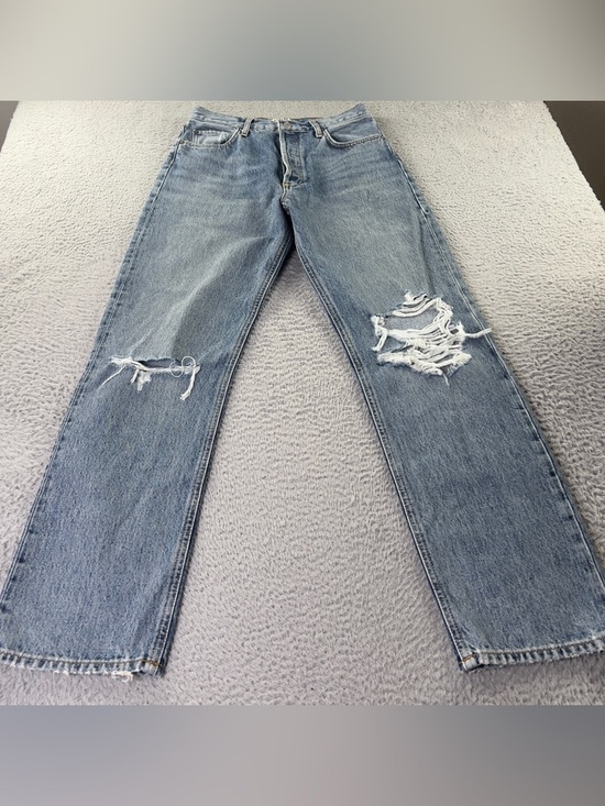 Agolde Pants - Agolde Jeans Womens 27 Blue 90's Pinch Waist High Rise Distressed Button Fly